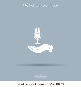 Microphone sign. Save or protect symbol by hands