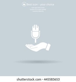 Microphone sign. Save or protect symbol by hands