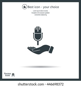 Microphone sign. Save or protect symbol by hands