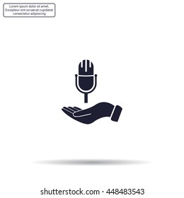 Microphone sign. Save or protect symbol by hands