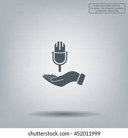 Microphone sign. Save or protect symbol by hands