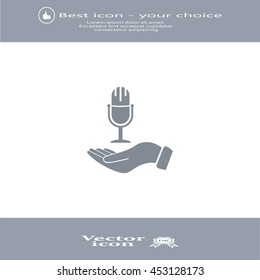 Microphone sign. Save or protect symbol by hands