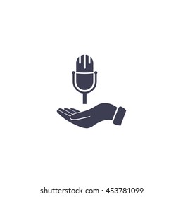 Microphone sign. Save or protect symbol by hands