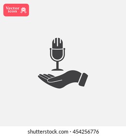 Microphone sign. Save or protect symbol by hands