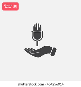 Microphone sign. Save or protect symbol by hands