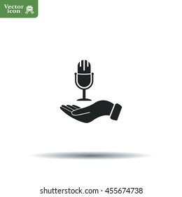 Microphone sign. Save or protect symbol by hands