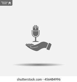 Microphone sign. Save or protect symbol by hands