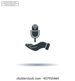 Microphone sign. Save or protect symbol by hands
