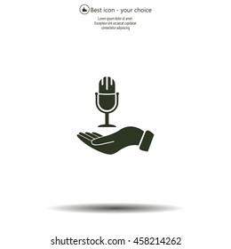 Microphone sign. Save or protect symbol by hands