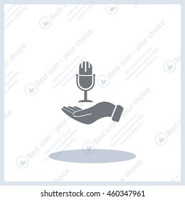 Microphone sign. Save or protect symbol by hands
