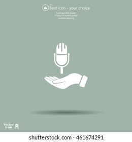 Microphone sign. Save or protect symbol by hands