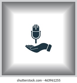 Microphone sign. Save or protect symbol by hands