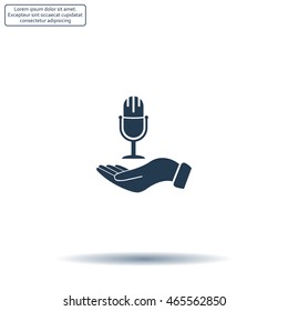 Microphone sign. Save or protect symbol by hands