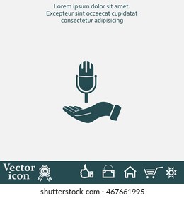 Microphone sign. Save or protect symbol by hands