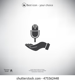 Microphone sign. Save or protect symbol by hands