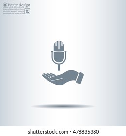 Microphone sign. Save or protect symbol by hands