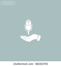 Microphone sign. Save or protect symbol by hands