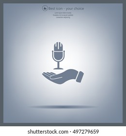 Microphone sign. Save or protect symbol by hands