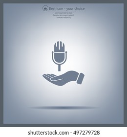 Microphone sign. Save or protect symbol by hands