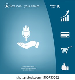 Microphone sign. Save or protect symbol by hands