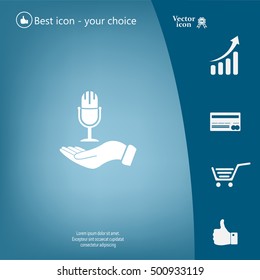 Microphone sign. Save or protect symbol by hands