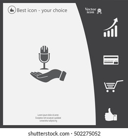 Microphone sign. Save or protect symbol by hands