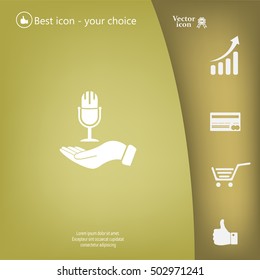Microphone sign. Save or protect symbol by hands