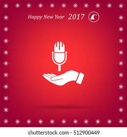 Microphone sign. Save or protect symbol by hands