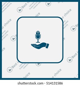Microphone sign. Save or protect symbol by hands