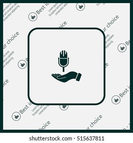 Microphone sign. Save or protect symbol by hands