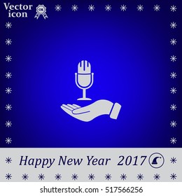 Microphone sign. Save or protect symbol by hands