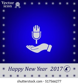 Microphone sign. Save or protect symbol by hands