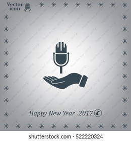 Microphone sign. Save or protect symbol by hands