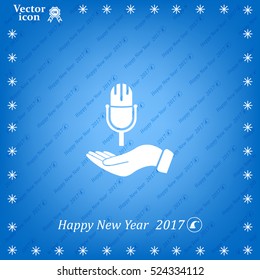 Microphone sign. Save or protect symbol by hands
