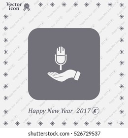Microphone sign. Save or protect symbol by hands