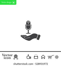 Microphone sign. Save or protect symbol by hands