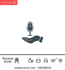 Microphone sign. Save or protect symbol by hands