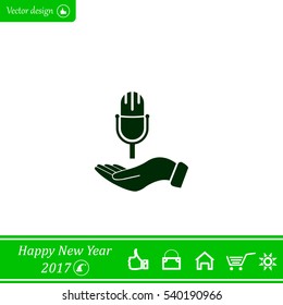Microphone sign. Save or protect symbol by hands