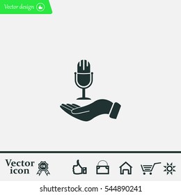 Microphone sign. Save or protect symbol by hands
