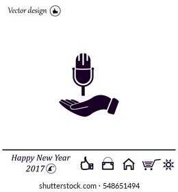 Microphone sign. Save or protect symbol by hands