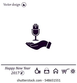 Microphone sign. Save or protect symbol by hands