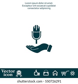 Microphone sign. Save or protect symbol by hands