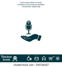 Microphone sign. Save or protect symbol by hands