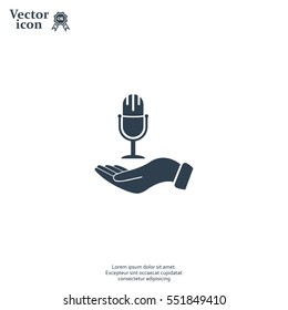 Microphone sign. Save or protect symbol by hands