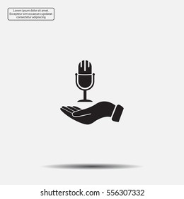 Microphone sign. Save or protect symbol by hands