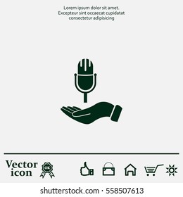 Microphone sign. Save or protect symbol by hands