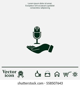 Microphone sign. Save or protect symbol by hands