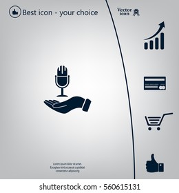 Microphone sign. Save or protect symbol by hands