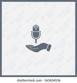 Microphone sign. Save or protect symbol by hands