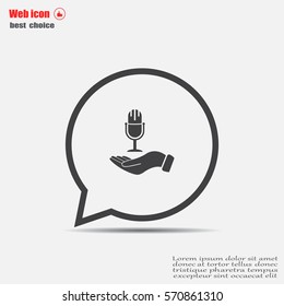 Microphone sign. Save or protect symbol by hands